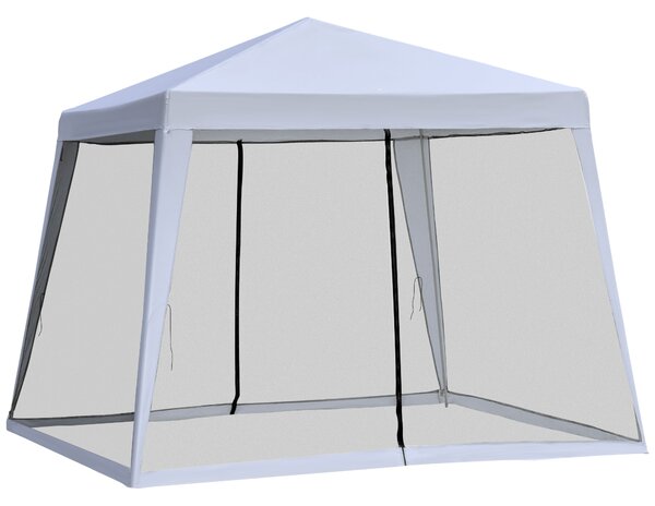 Zahradní pavillon Outsunny - party stan s voděodolnou střechou a moskytiérou, kov + polyester, Šedý, 3 x 3 m | Aosom