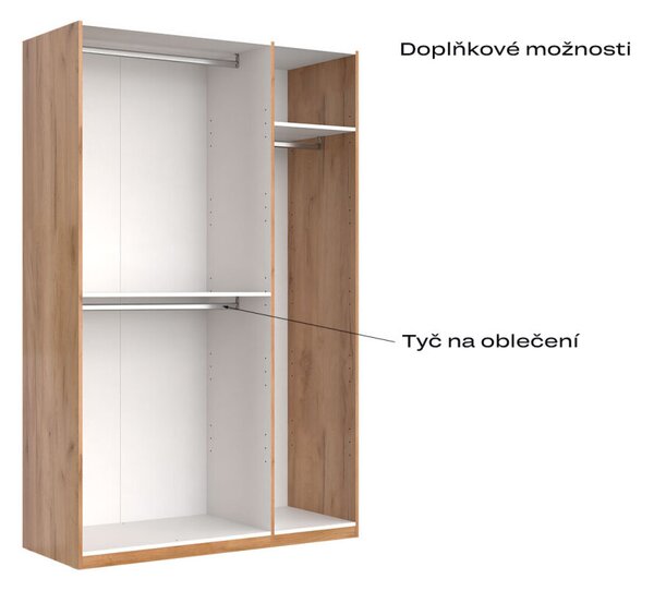 Skříň 3dv s zrcadlem, série N Lava / dub kraft Luna