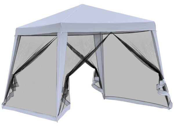 Zahradní pavillon Outsunny - party stan s voděodolnou střechou a moskytiérou, kov + polyester, Šedý, 3 x 3 m | Aosom