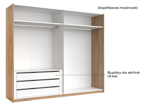 Skříň s posuvnými dveřmi 2,5x2,1m (Dveře Mat Láva/Zrcadlo), série N Luna