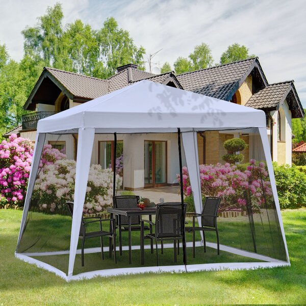 Zahradní pavillon Outsunny - party stan s voděodolnou střechou a moskytiérou, kov + polyester, Šedý, 3 x 3 m | Aosom