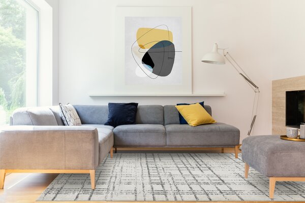Tribeca Design Kusový koberec Dinamo Grid Grey Rozměry: 120x170 cm