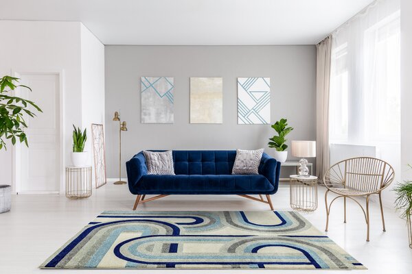Tribeca Design Kusový koberec Dinamo Retro Blue Rozměry: 80x150 cm