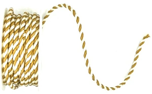 Honey Twist Brown & White – Saténový kroucený dekorační provázek  hnědo-bílý 3mm x 3 m (5,-Kč/m)