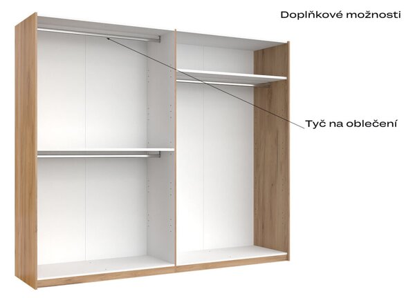 Skříň s posuvnými dveřmi 2,5x2,1m (Dveře Mat Láva/Zrcadlo), série N Luna