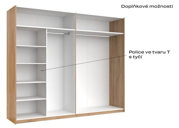 Skříň s posuvnými dveřmi 2,5x2,1m (Dveře Mat Láva/Zrcadlo), série N Luna