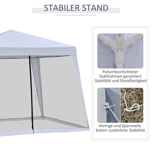 Zahradní pavillon Outsunny - party stan s voděodolnou střechou a moskytiérou, kov + polyester, Šedý, 3 x 3 m | Aosom