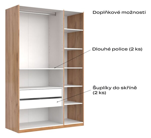Skříň 3dv s zrcadlem, série N Lava / dub kraft Luna