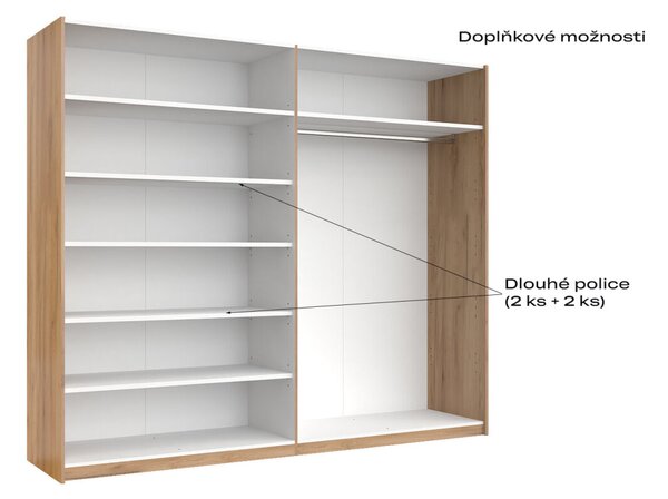 Skříň s posuvnými dveřmi 2,5x2,1m (Dveře Mat Láva/Zrcadlo), série N Luna
