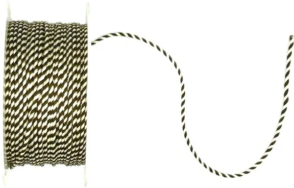Polo Twist Dark Brown & White – Bavlněný kroucený provázek čokoládově hnědý 1mm x 5m (2,-Kč/m)