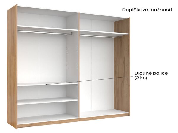 Skříň s posuvnými dveřmi 2,5x2,1m (Dveře Mat Láva/Zrcadlo), série N Luna