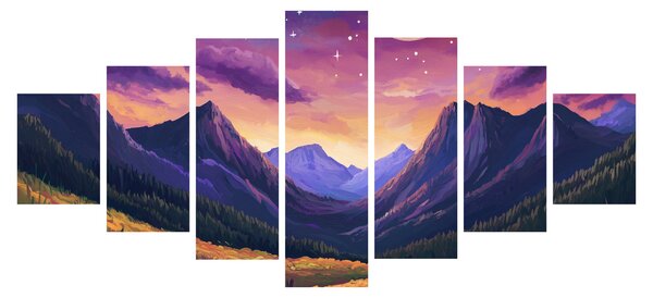 Obraz - Fialová krajina (210x100 cm)