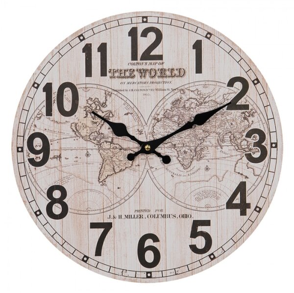 Nástěnné hodiny se zeměkoulemi The World – 34x4 cm