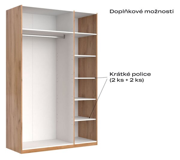 Skříň 3dv s zrcadlem, série N Lava / dub kraft Luna