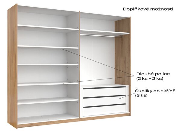 Skříň s posuvnými dveřmi 2,5x2,1m (Dveře Mat Láva/Zrcadlo), série N Luna