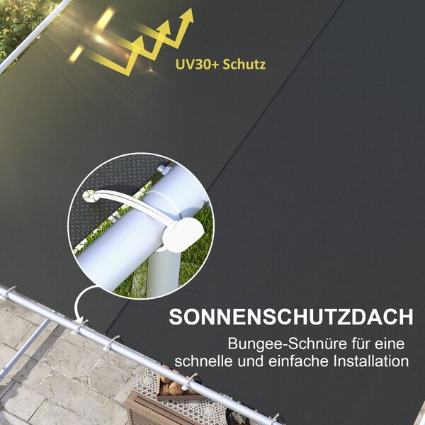 Outsunny Pergola, cca 3 x 3m Pavilon, Pokrytí na Terasu s UV Ochranu, Písky, Zahradní Altán, Altán na Terasu s Kolečky pro Balkon, Oxford, Tmavě šedá