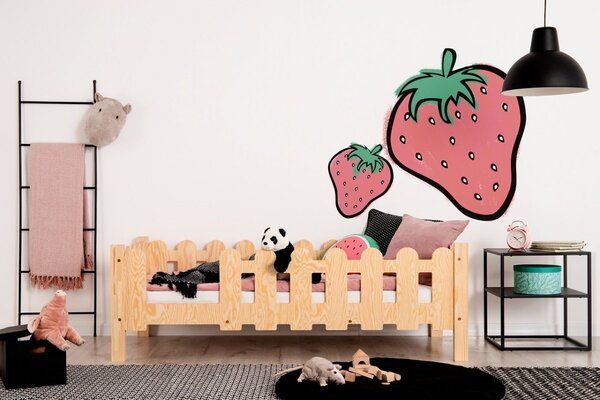 Domečková patrová dětská postel z masivního dřeva 90x200 cm v přírodní barvě Mila DMP Rozměr: 90x180 cm, Vstup do postýlky: Levá
