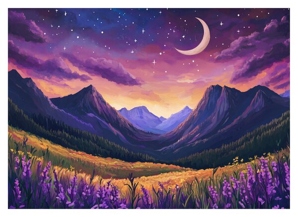 Obraz - Fialová krajina (70x50 cm)