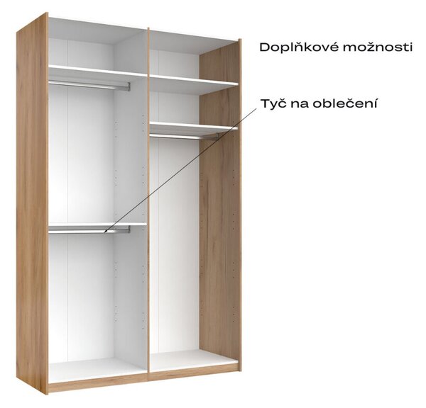 Skříň s posuvnými dveřmi 1,5x2,4m (Dveře Mat Láva/Zrcadlo), série N Luna