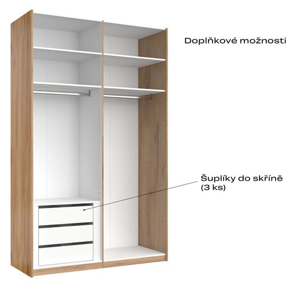 Skříň s posuvnými dveřmi 1,5x2,4m (Dveře Mat Láva/Zrcadlo), série N Luna