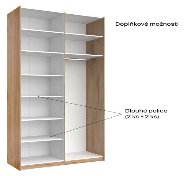 Skříň s posuvnými dveřmi 1,5x2,4m (Dveře Mat Láva/Zrcadlo), série N Luna