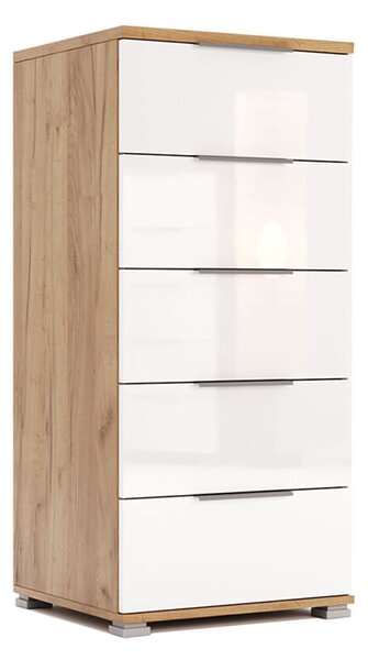 Komoda 5Š, dub kraft / bílá Asti