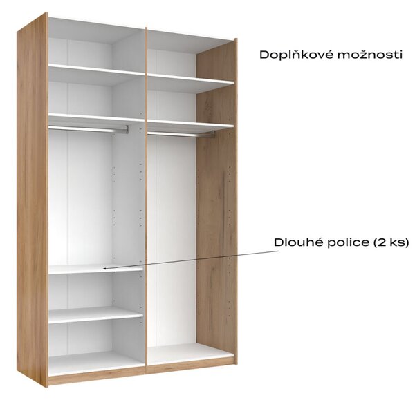 Skříň s posuvnými dveřmi 1,5x2,4m (Dveře Mat Láva/Zrcadlo), série N Luna
