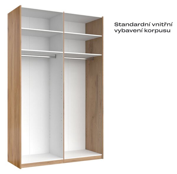 Skříň s posuvnými dveřmi 1,5x2,4m (Dveře Mat Láva/Zrcadlo), série N Luna