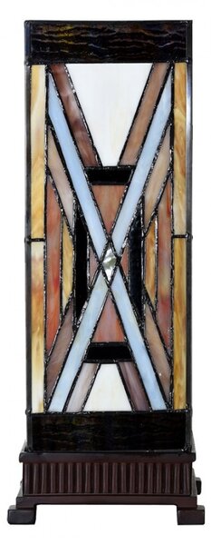 Béžovo-hnědá stolní tiffany lampa Laetitia I - 17*17*44 cm E27/ma* 1*40W - Clayre & Eef