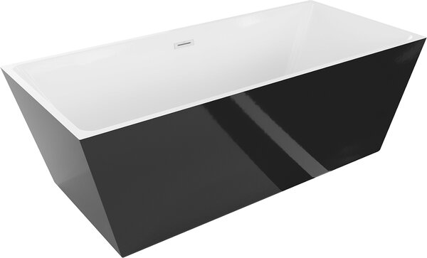 Mexen Lita, volně stojící vana 170 x 75 cm, bílá-černá, bílý přepad, 52121707575-20