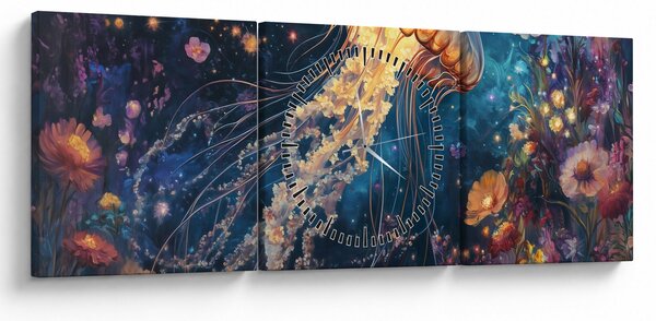 Obraz - Magická medúza (s hodinami) (90x30 cm)