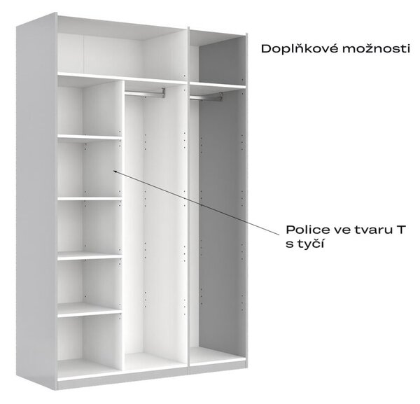 Skříň 3dveřová bez zrcadel, série N šedý lesk Megy