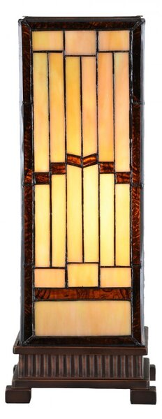 Béžovo-hnědá stolní tiffany lampa Laetitia - 17*17*44 cm E27/ma* 1*40W - Clayre & Eef