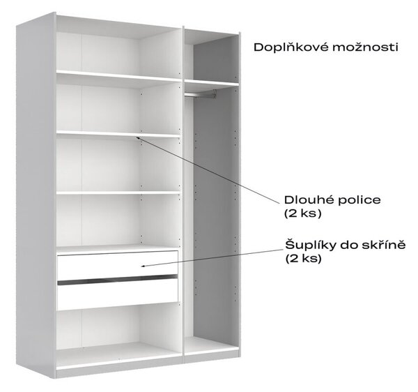 Skříň 3dveřová bez zrcadel, série N šedý lesk Megy