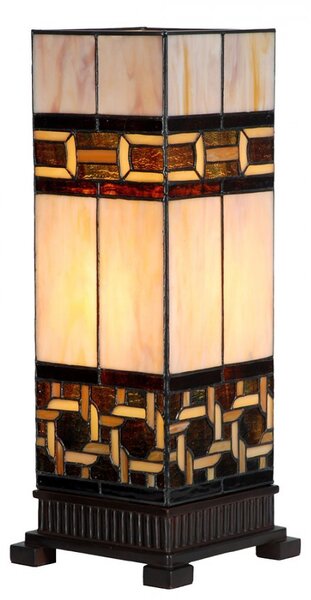 Béžovo-hnědá stolní tiffany lampa Laetitia II - 17*17*44 cm E27/ma* 1*40W - Clayre & Eef