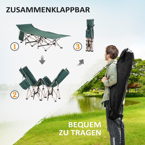 Skládací kempovací postel Outsunny s taškou 190 x 68 x 52 cm pro kempování do 150 kg, postel pro hosty, skládací postel pro vnitřní a venkovní použití