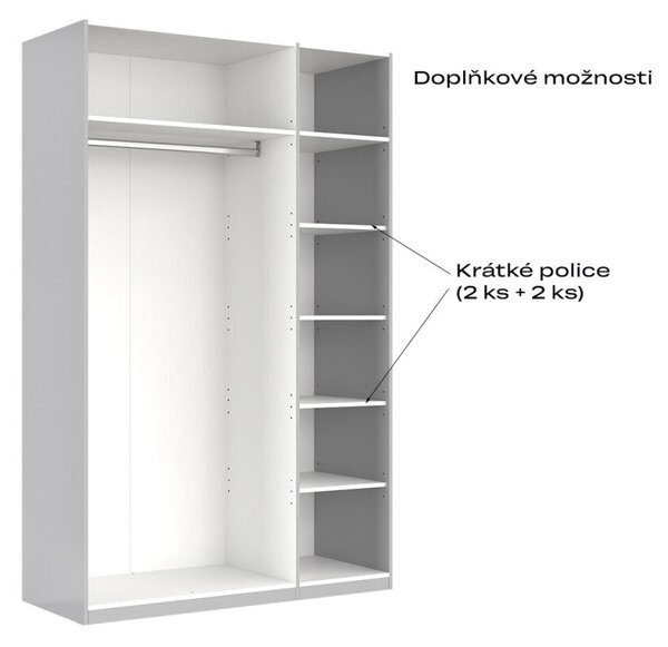 Skříň 3dveřová bez zrcadel, série N šedý lesk Megy
