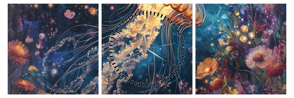 Obraz - Magická medúza (s hodinami) (90x30 cm)