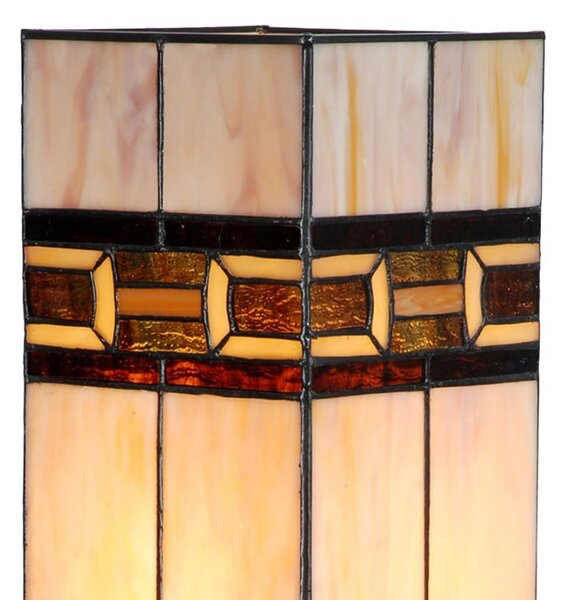 Béžovo-hnědá stolní tiffany lampa Laetitia II - 17*17*44 cm E27/ma* 1*40W - Clayre & Eef