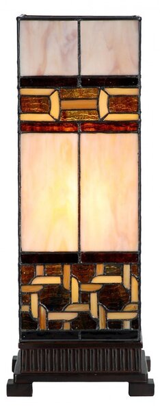 Béžovo-hnědá stolní tiffany lampa Laetitia II - 17*17*44 cm E27/ma* 1*40W - Clayre & Eef