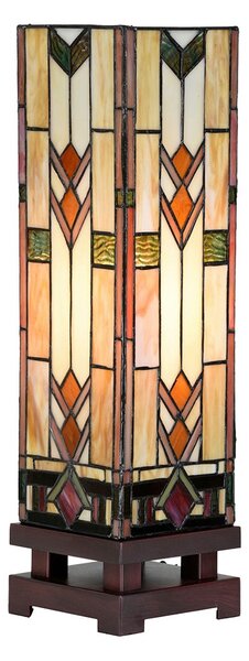 Béžovo-hnědá stolní tiffany lampa Claire - 15*15*54 cm E27/max 1*60W - Clayre & Eef