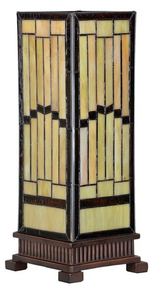Béžovo-hnědá stolní tiffany lampa Laetitia - 17*17*44 cm E27/ma* 1*40W - Clayre & Eef