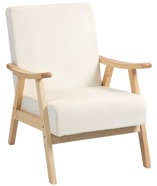 HOMCOM Křeslo do Obývacího Pokoje Nordic S Područky, Polstrování, Padded Křeslo s Dřevěným Rámem, Křeslo s Vzhledem Veluru, Čalouněné Křeslo do Ložnic