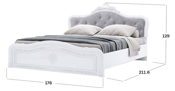 Postel 160 Lux bez rámu + koruna, bílá Luiza