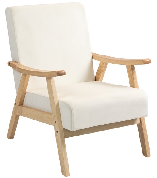 HOMCOM Křeslo do Obývacího Pokoje Nordic S Područky, Polstrování, Padded Křeslo s Dřevěným Rámem, Křeslo s Vzhledem Veluru, Čalouněné Křeslo do Ložnic
