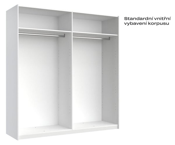 Skříň s posuvnými dveřmi 2.0x2.1m (Dveře Lesklá Bílá/Zrcadlo), série N Family