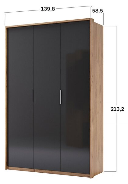 Skříň 3dv bez zrcadel, série N Lava / dub kraft Luna