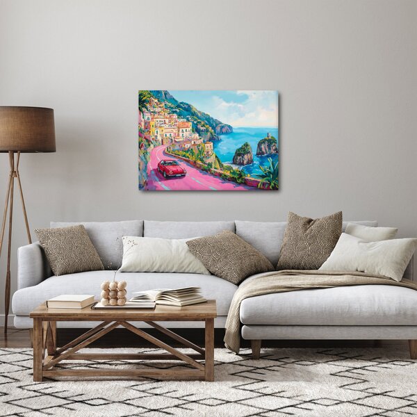 Obraz - Růžová silnice na pobřeží (70x50 cm)