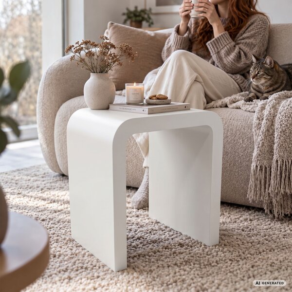 Ak furniture Konferenční stolek Crema 40 cm bílý