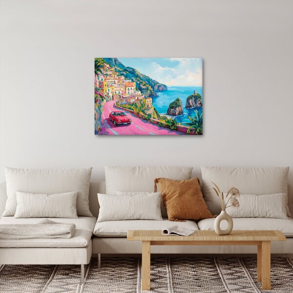 Obraz - Růžová silnice na pobřeží (70x50 cm)